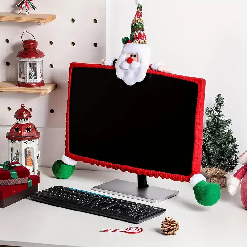 Description Picture 5 of itemNew Christmas Computer Monitor Cover Elastic Christmas Decoration Reindeer Laptop Computer Cover For Christmas Home Office Decor