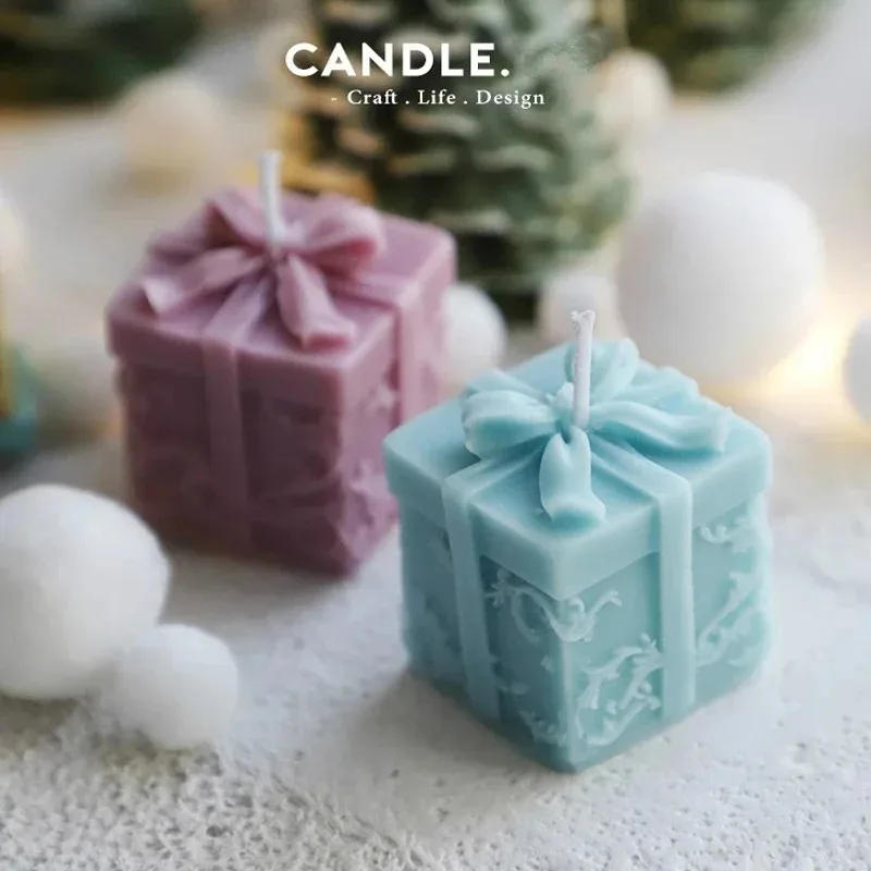 Description Picture 6 of itemDIY Christmas Candle Molds for Candle Making Christmas Gift Box Scented Candle Mold Bow Gift Box Fondant Silicone Mold Decor