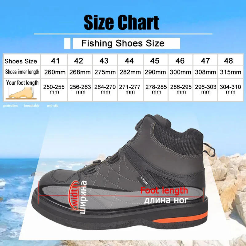 Description Picture 4 of itemFishing Wading Shoes Anti Slip Felt Sole Nails or not Upstream River Hunting Hiking Reef Rock Fishing Boots for Fishing Waders