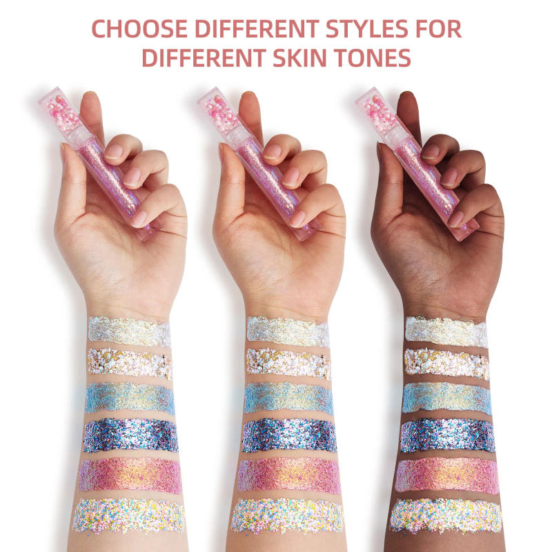 Description Picture 4 of item2025 No Logo Chameleon Liquid Glitter Eyeshadow Body Glitter Holographic Metal Duo-chrome Face Eye Makeup Glitter Gel