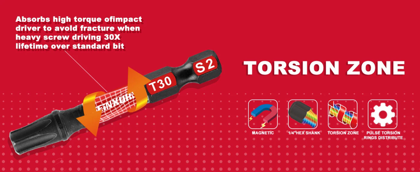 Description Picture 4 of itemGeinxurn 2 In.Impact Tough Magnetic Power Bit Set, Torx Head Power Bits,S2 Alloy Steel Star T30 Screwdriver Bits Set