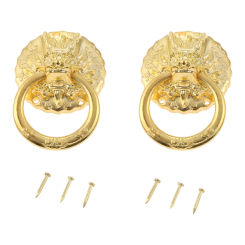 2Pcs Chinese Vintage Dragon Head Furniture Handle Door Pull Cabinet Dresser Drawer Knobs Ring Handle Decorating Kitchen 32*47mm