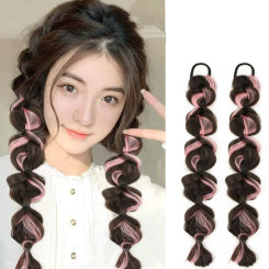 Extension Rubber Hair Bands Fake Synthetic Braids Elastic Wig Hair Braider Wig Twist Braids Highlight Ponytail Twist Braid Rope