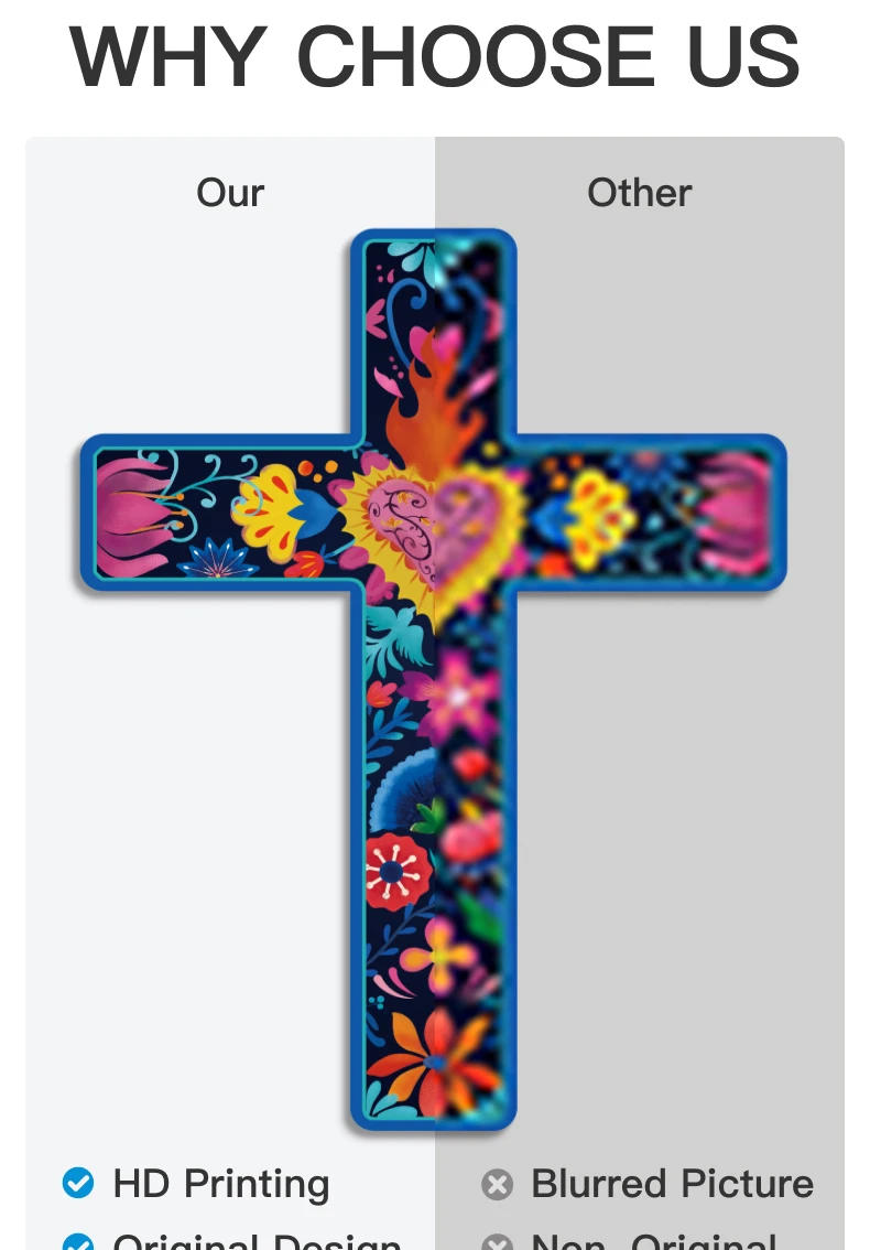 Description Picture 6 of itemPutuo Decor Mexican Crucifix Wood Wall Decor, Day of the Dead Decoration Wooden Wall Mounted Cross for Home , 15.9 X 11.8 Inches