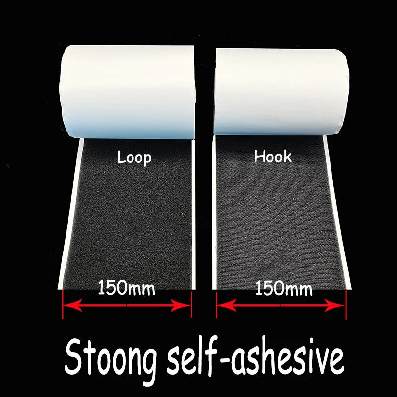 Description Picture 2 of item150mm Black white Strong self-adhesive fastener tape hook loop adhesive fastener tape  gum strap sticker tape with glue for DIY