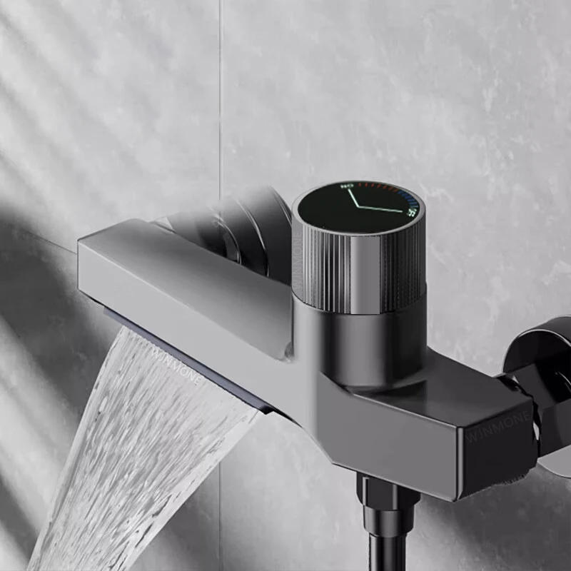 Description Picture 6 of itemWhite Waterfall Bath Shower Faucet with Self-adhesive Hand Shower Hot Cold Water Mixer Tap Bathroom Faucet Tub Shower System Set