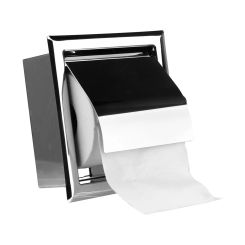 Roll Paper Box Toilet Paper Holder Polished Chrome Wall Mounted Stainless Steel Concealable