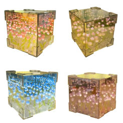 DIY 3D Cube Tulips Mirror Night Light Kits 21 Flowers Romance Bedroom Decors Dropshipping