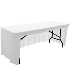 Wedding table cloth table skirt hotel banquet square 6FT Elastic table cover White Black solid color Tablecloth