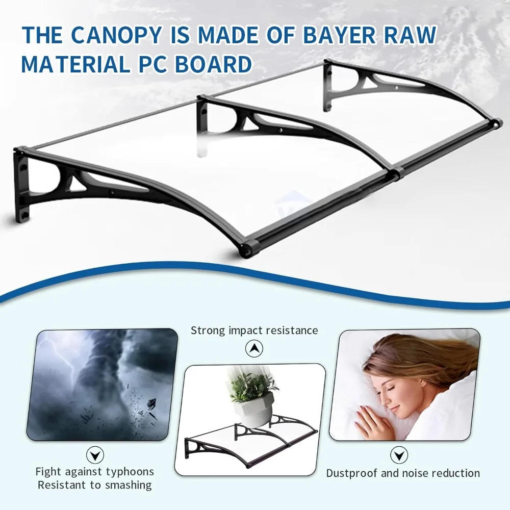 Description Picture 4 of itemDoor Awnings Exterior, Polycarbonate Cover Awnings for Doors Entrance, Awning for Door Window Exterior with Aluminum Bracket