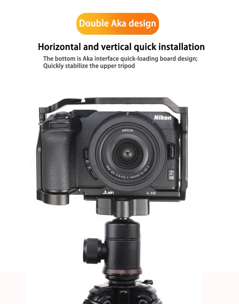 Description Picture 3 of itemFOTGA Camera Cage For Nikon Z 30 Quick Release L Plate Z30 Aluminum Alloy Cage with Cold Shoe Mount for Microphone and LED Light