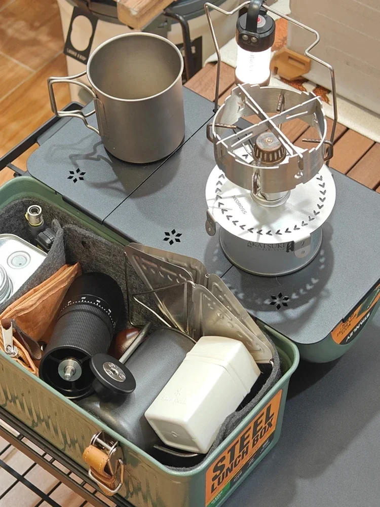 Description Picture 5 of itemFolding Table Top Aluminum Alloy Table Board Plate Mini Shelf Table Board Felt Lining For Stanley Lunch Box 9.4L Camping Gear