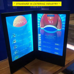 A4 Led Light Menu Book Rechargeable Page-turning Double Side PU Leather Display for Night Club Restaurants,Beer,Bar Shop Cafe