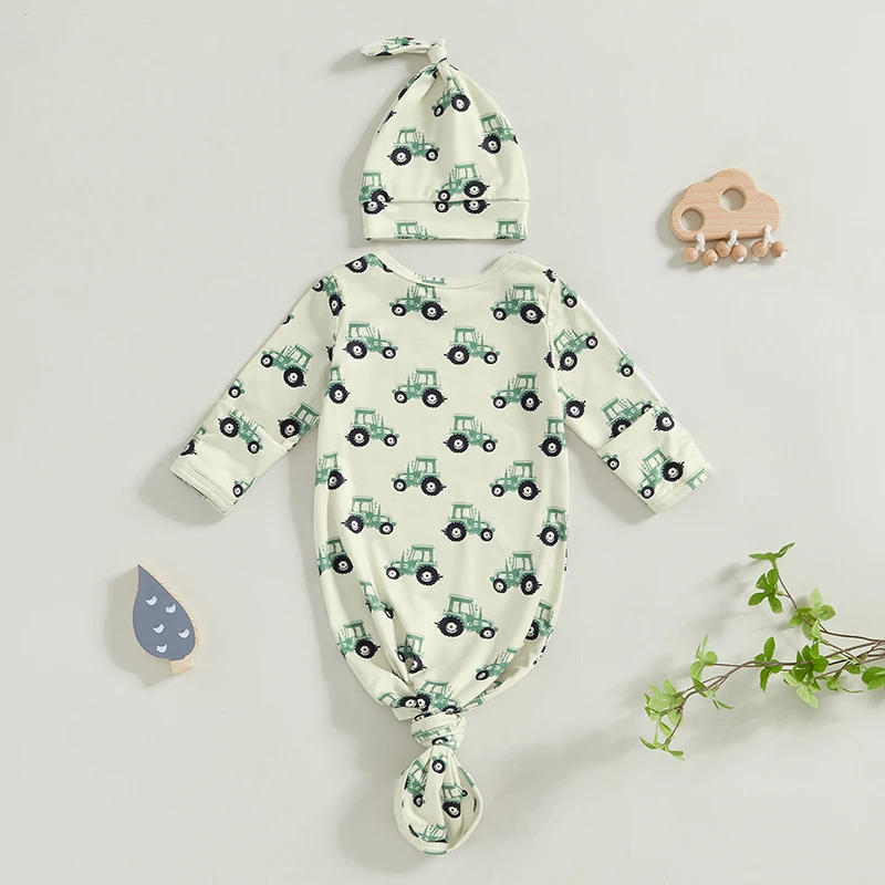 Description Picture 3 of itemBaby Sleeping Bag with Hat Newborn Tractor Print Infant Swaddle Sleeper for Boys Girls