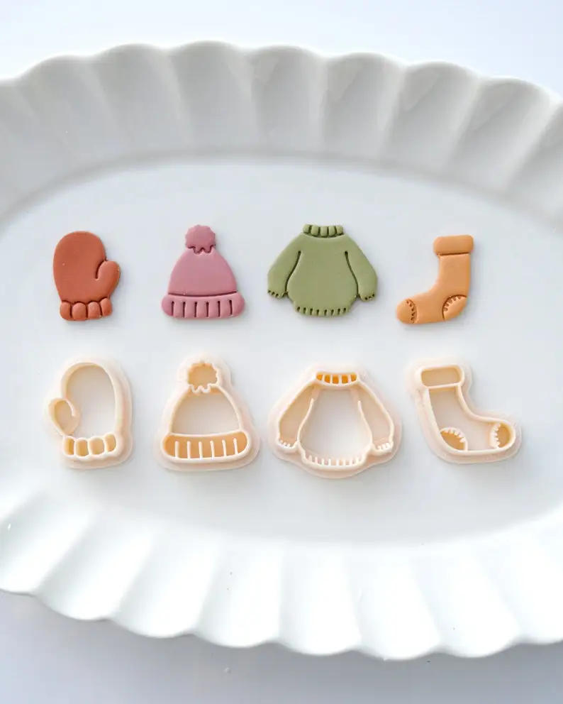 Description Picture 5 of itemChristmas Series Soft Pottery Polymer Clay Cutter DIY INS Style Hat Socks Sweater Gloves Earrings Polymer Clay Molds Tool Gift