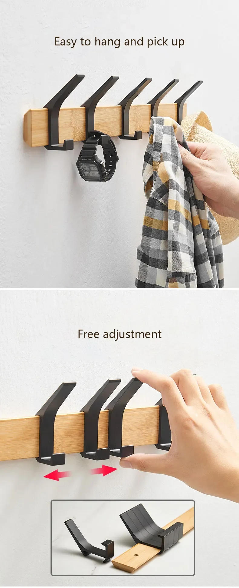 Description Picture 3 of itemStylish Nordic Fashion Coat Rack Wall Mount Hanger with Hooks for Clothes Keys Hats Hallway Living Room Furniture Decor