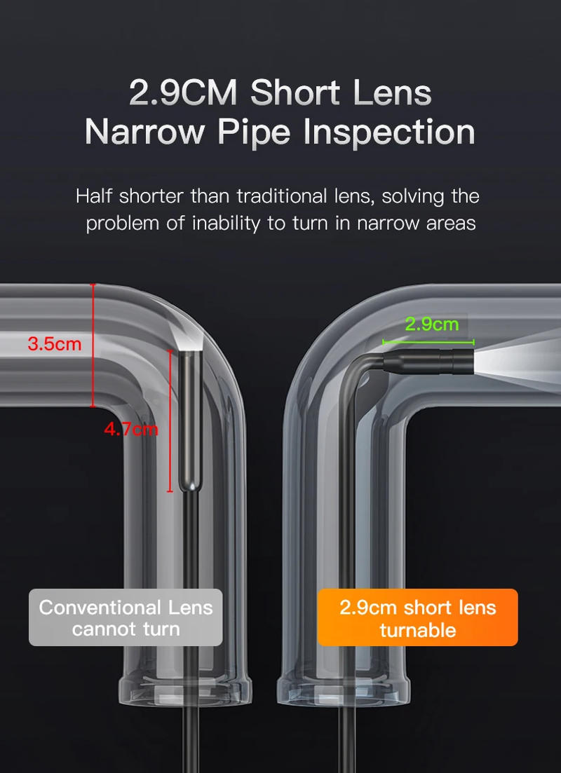 Description Picture 4 of itemIndustrial Endoscope Camera 4.3inch IPS Screen IP67 Waterproof HD1080P 8mm Lens Pipe Sewer Inspection Camera Borescope For Car