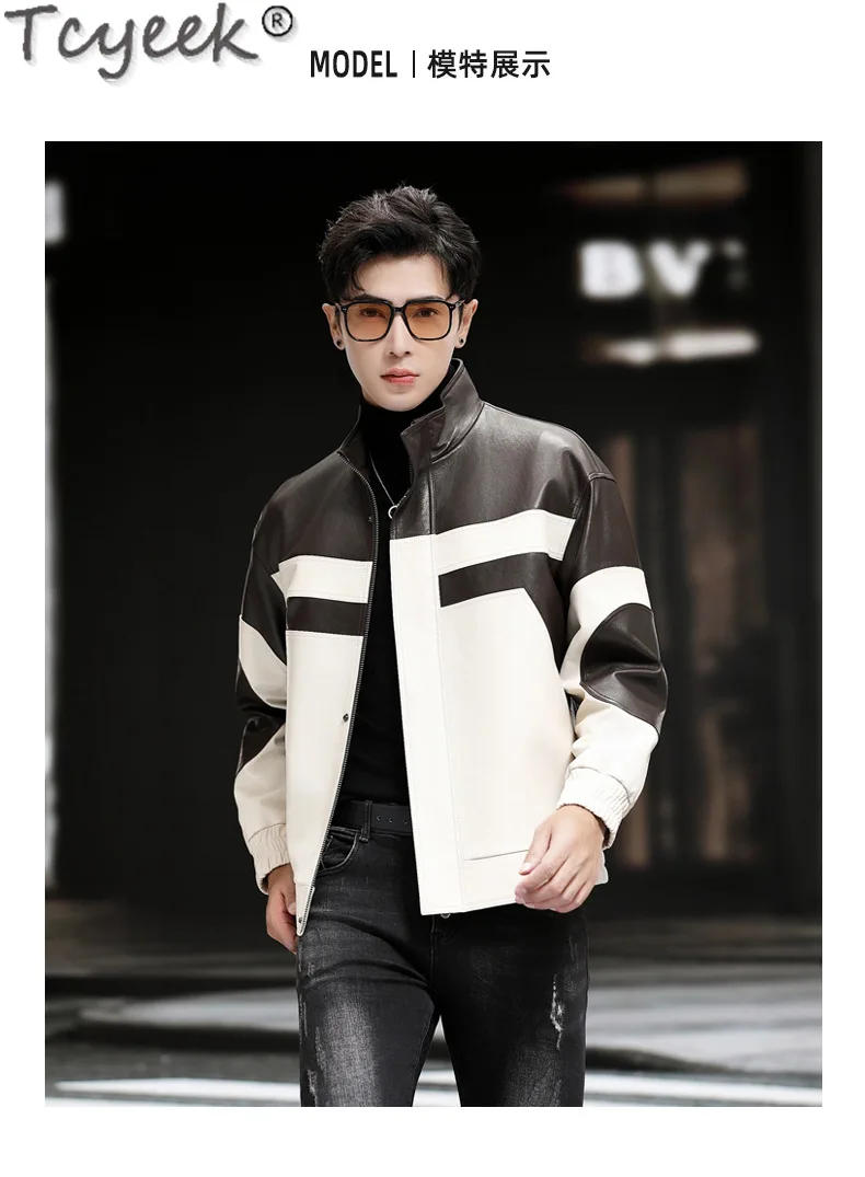 Description Picture 5 of itemTcyeek Real Leather Jacket Men Fashion Thin Leather Coats Streetwear Spring Autumn Genuine Sheepskin Coat for Man Clothes Trend