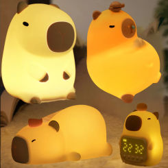 Cute Cartoon Capybara Night Light USB Rechargeable Silicone Night Light Timing Dimming Bedroom Decor Lamp Children Birthday Gift