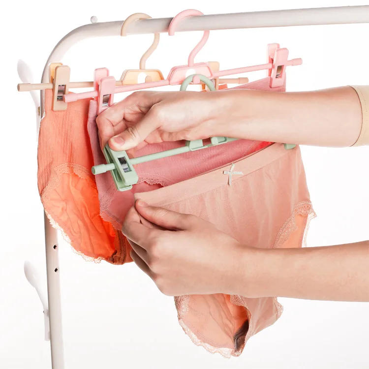 Description Picture 4 of itemSkirt Peg Hanger with Adjustment Plastic Grip Pant Rack Space Saving Attachable Underwear Drying Rack Wardrobe Storage Organizer