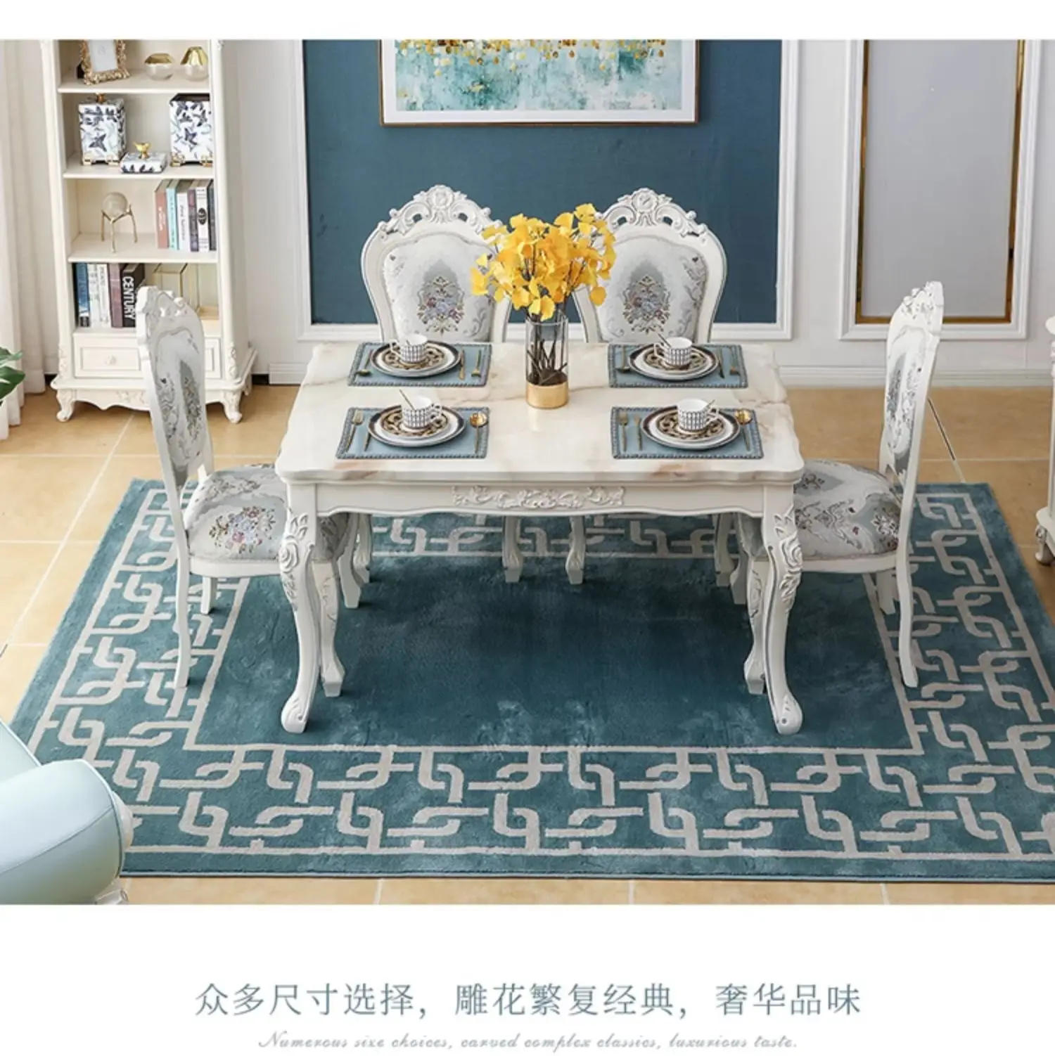 Description Picture 5 of itemNordic Unique Modern Dining Table Kitchen Chairs Set Restaurant Dining Tables Designer Rectangular Muebles De Cocina Furniture