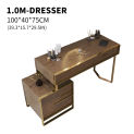 Retro Wood Grain Dresser Bedroom Furniture Makeup Vanity Cabinet Dresser Table With Mirror And Stool Bedroom Chest Of Drawers