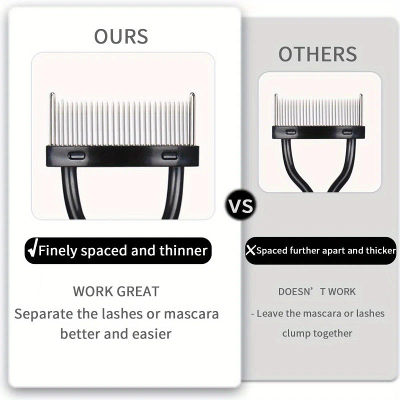 Description Picture 3 of itemEyelash Separator Tool Steel Teeth Lash Comb Eyebrow Eye Lash Brush With Cover Arc Design Mascara Comb for Women Eyes Makeup