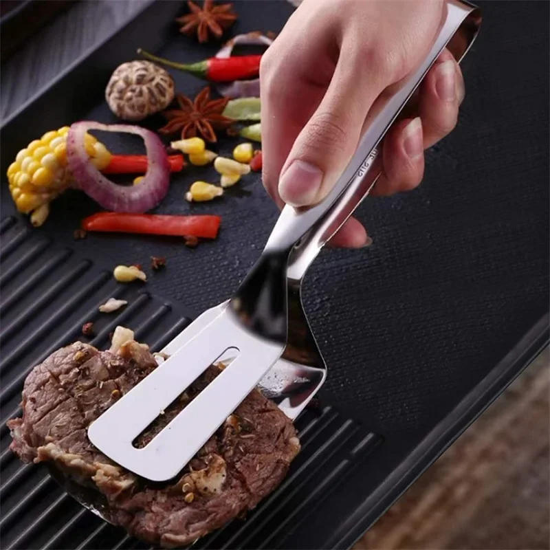Description Picture 6 of item304 Stainless Steel Frying Shovel Clip Multifunctional Steak Bbq Tongs Pancake Fried Pizza Steak Fish Spatula Bread Kitchen Tool
