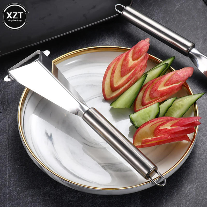 Description Picture 3 of itemNew Stainless Steel Fruit Carving Knife Triangular Shape Vegetable Knife Slicer Antislip Engraving Blades Kitchen Accessories