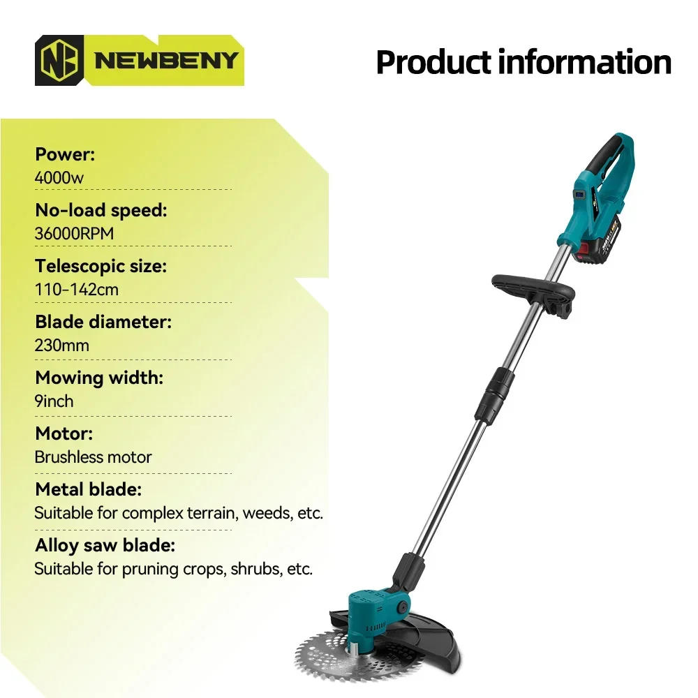 Description Picture 4 of itemNEWBENY 9 Inch Brushless Electric Lawn Mower witht Digital Display Cordless Garden Shrubs Weeding Tools For Makita 18V Battery