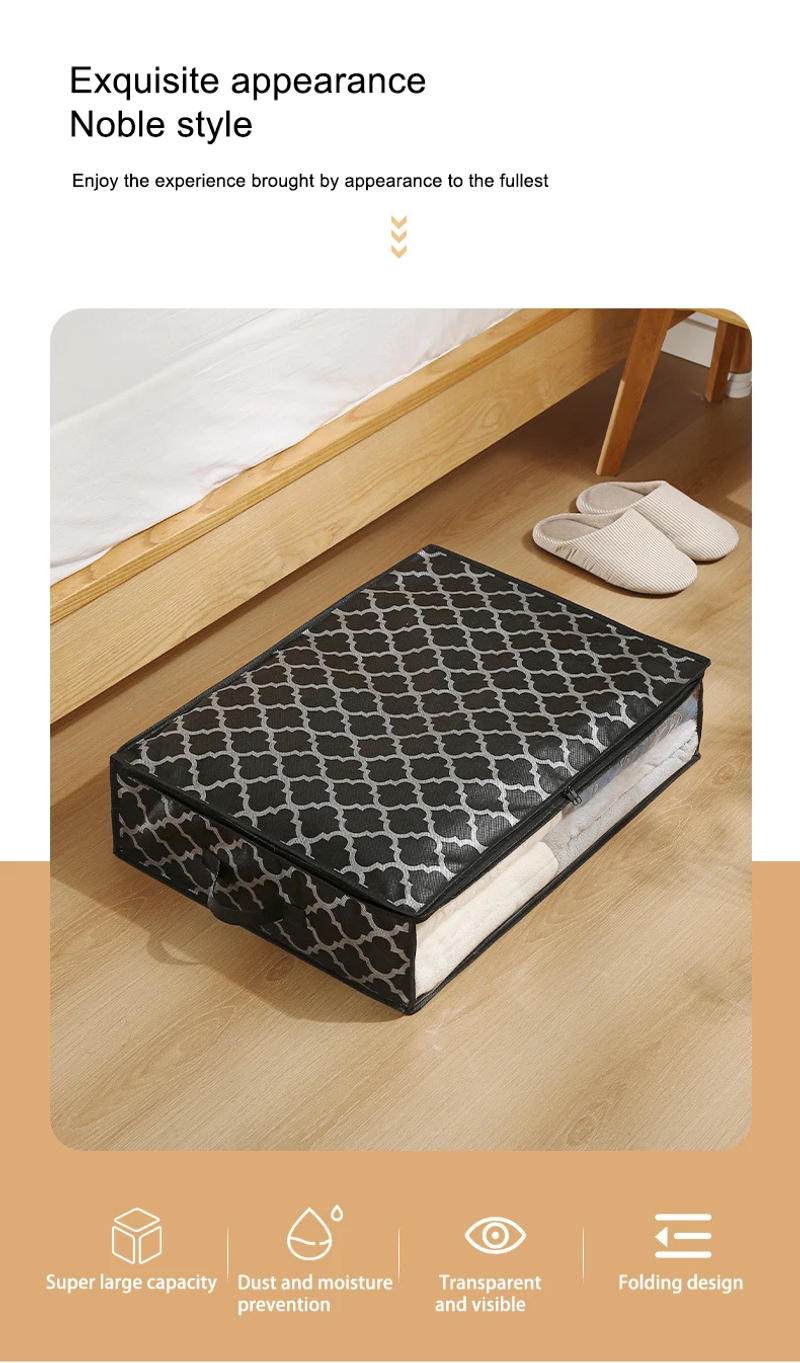 Description Picture 3 of item1pc Houndstooth Quilt Clothes Storage Bag Big Capacity Foldable Dustproof Toys Bags Moisture Dust Proof Proof Organizer