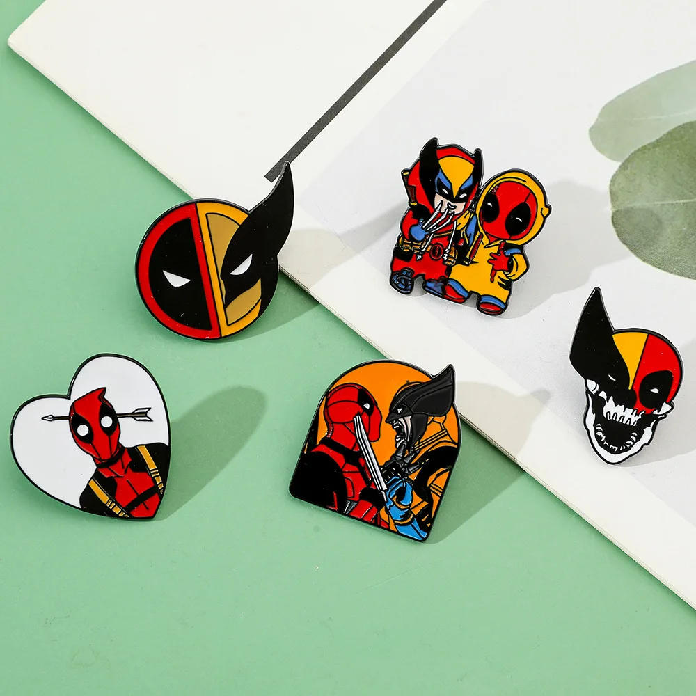 Description Picture 4 of itemSET Brooch Deadpool & Wolverine Metal Brooch Decoration  Anime Kawaii Funny Personality DIY Badge Pin Accessories Birthday Gifts