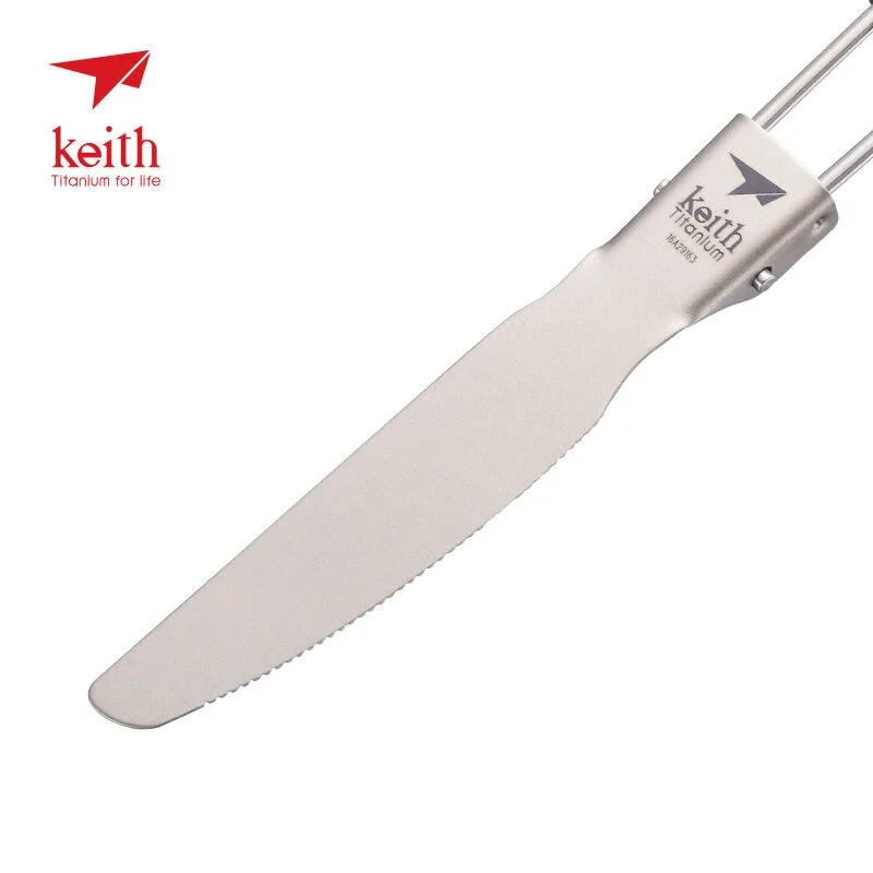 Description Picture 3 of itemKeith Titanium Tableware Knife Portable Healthy Lightweight Outdoor Picnic Hiking Folding Cutlery Ti5304