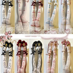 Lolita Socks Multicolor All-Matching Vintage Printed Pantyhose Spring and Autumn Female Sweet Stockings Tights