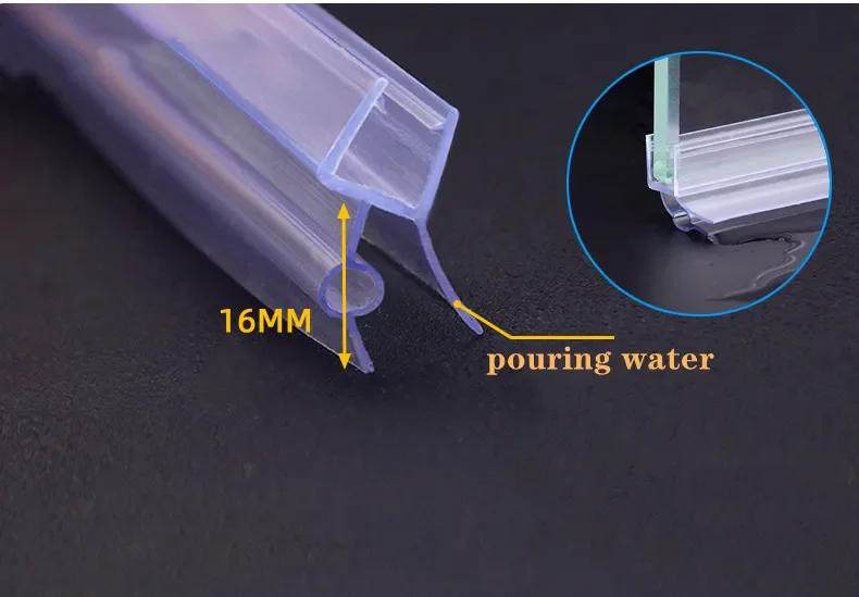 Description Picture 4 of item2X50CM PVC shower screen seal strip 6-12mm gap sealer glass door Sweep water blocking strips Waterproof Window Weatherstrip