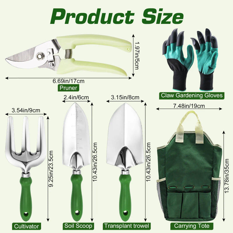 Description Picture 4 of itemGardening Tools Set Including Garden Shear Claw Gardening Gloves Cultivator Transplant Trowel Soil Scoop Outdoor Planting Tools