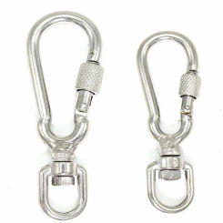 1Pcs Multi-purpose Silver Swivel Eye Spring Snap Hook Pet Leashes Quick hook Chain Carabiner Stainless Steel Hiking Camping