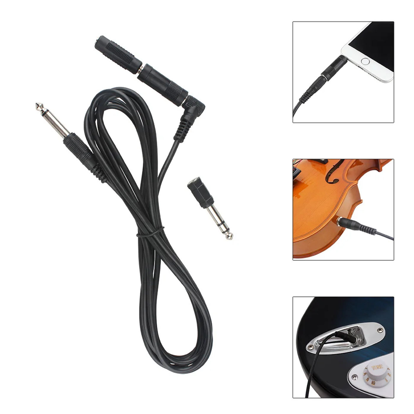 Description Picture 6 of itemGuitar Cable 3m Connecting Cable for Electric Guitar Bass Keyboard Instrument Noise Reduction Audio Cable 6.35 3.5mm Plugs