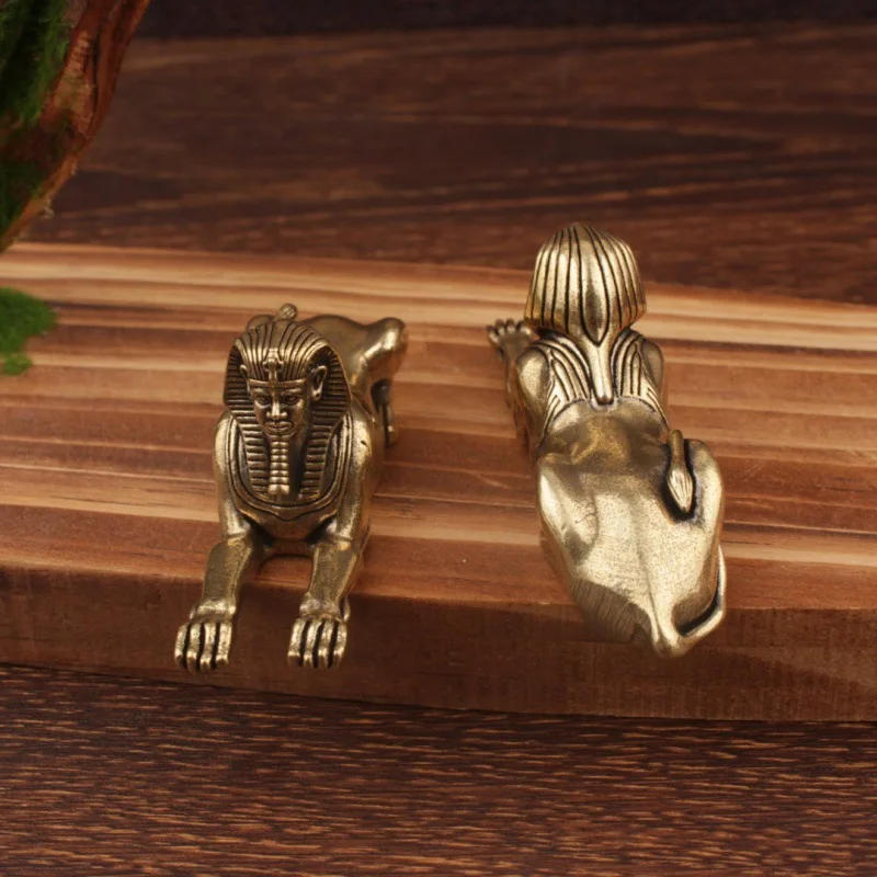 Description Picture 4 of item1Pcs Retro Copper Egypt Sphinx Statue Small Ornaments Brass Guardian Statue Figurines Desktop Decorations Home Decor Accessories