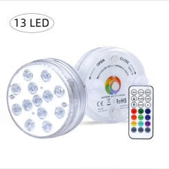RGB Color 13 Leds 70MM Led Underwater Lamp & Magnetic&Sucker IP68 Waterproof Garden Pool Decoration for Party,Wedding,Holiday