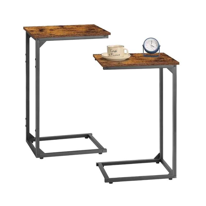 Description Picture 2 of itemC Shaped End Table Set of 2, Tall Side Table for Couch, Sofa Table with Metal Frame for Living Room, Couch Tables