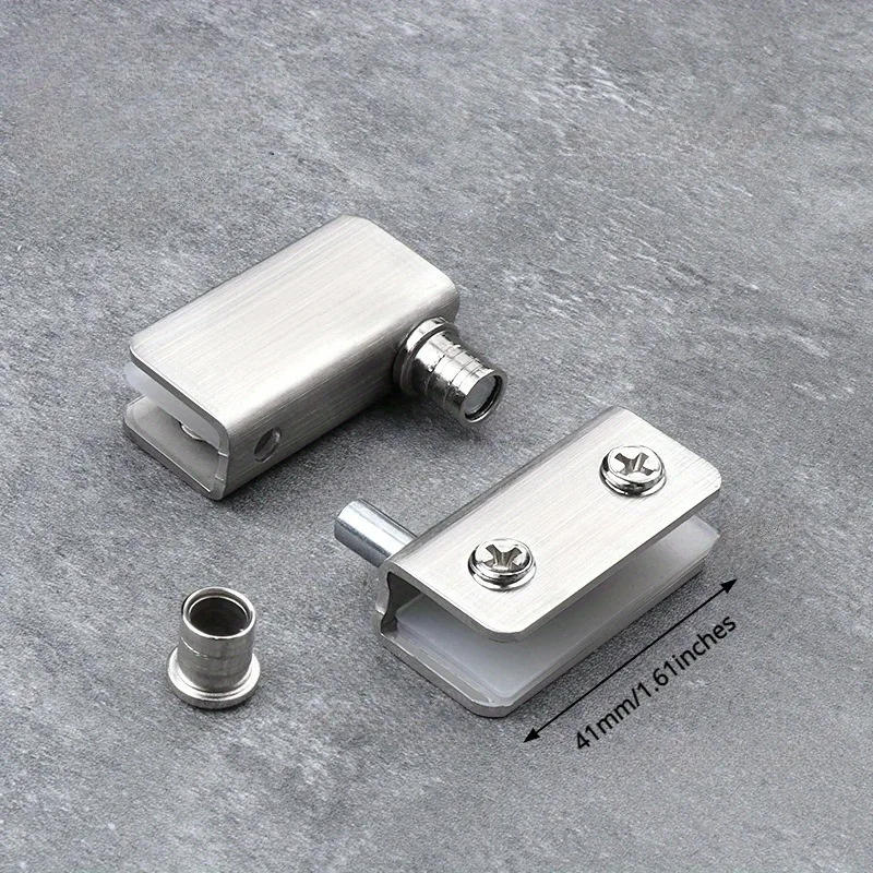 Description Picture 3 of item2pcs Shower Door Hinges Cabinet Glass Hinge Clamp Without Drilling Side Mounted Frameless Glass Door Upper And Lower Hinge