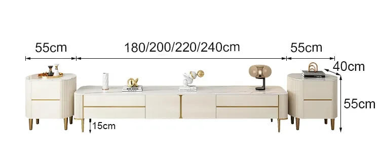 Description Picture 6 of itemNordic Slate TV Stands Modern Living Room Furniture Home Light Luxury TV Cabinet Simple Storage Cabinet Coffee Table Combination