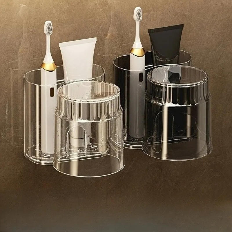 Description Picture 2 of itemWall-Mounted Toothbrush Holder with Mouthwash Cup, Toothbrush Cup Bathroom Organizer Box