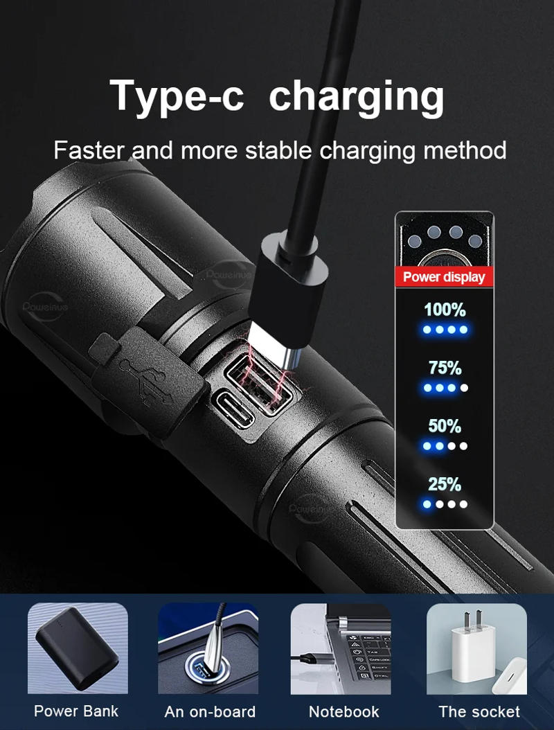 Description Picture 4 of itemMost Powerful Torch 100000Lumens Zoom Long Range 3000m Rechargeable LED Flashlight Super Strong Hunting Camping Tactical Lamp