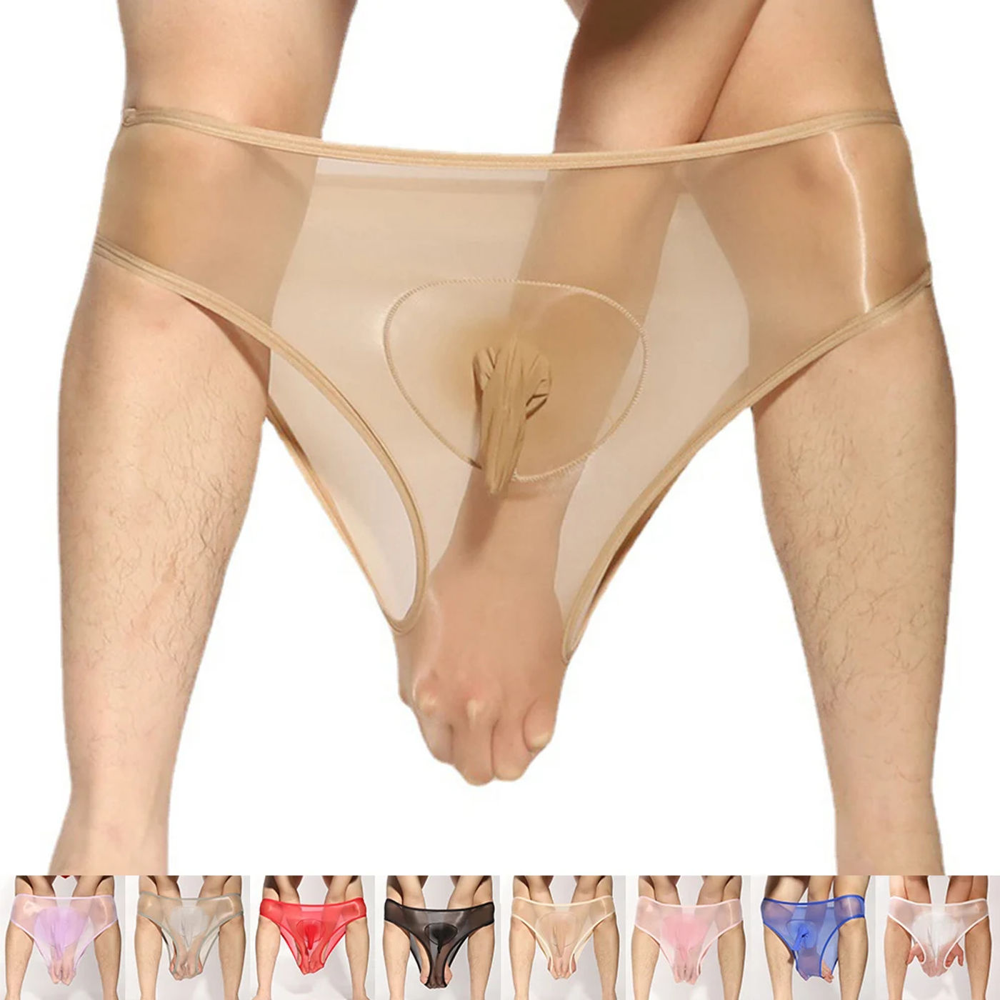 Description Picture 2 of itemSexy Men's Panties Unisex Seamless Sheer Transparent Briefs Stretch Pantyhose Panties Shorts Underwear Pump Man Briefs