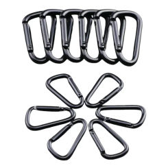 10pcs Black Aluminum Carabiner D-Ring Key Chain Clip Camping Keyring Snap Hook Outdoor Travel Kit Camping Equipment