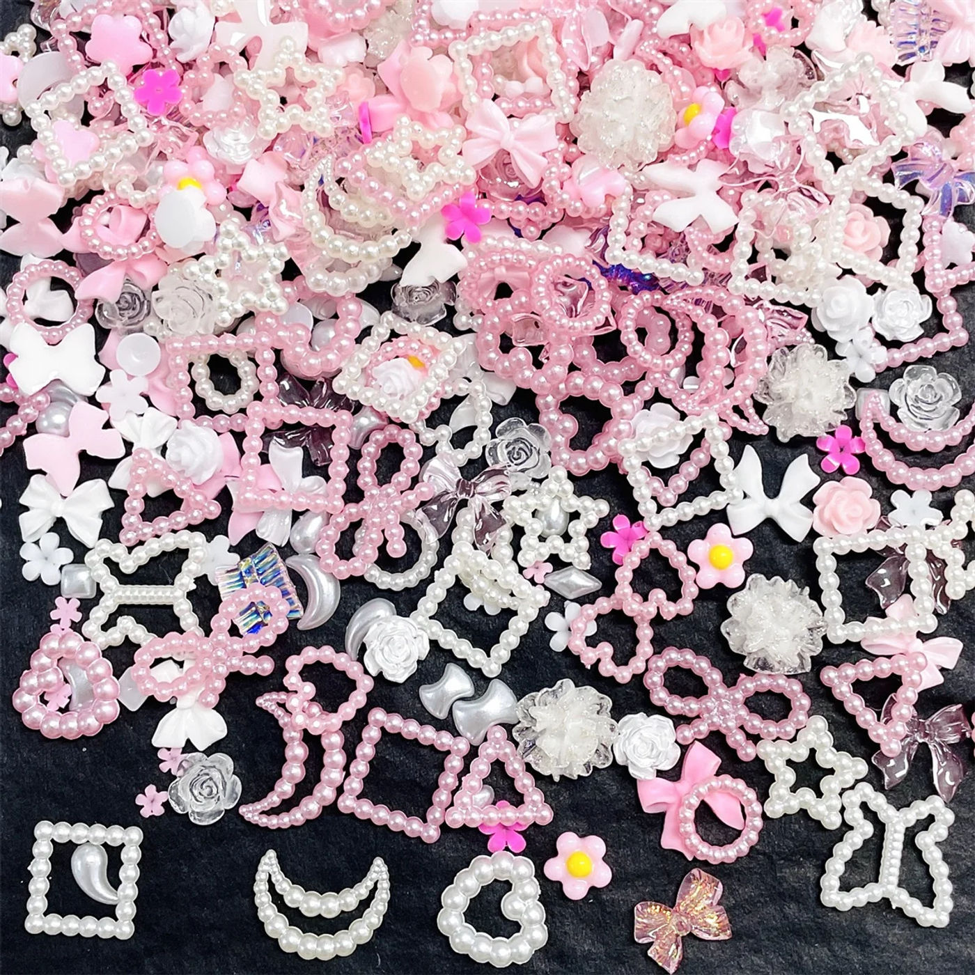 Description Picture 4 of item50pcs 3D Kawaii Pink Mixed Ranbom Resin Nail Art Charms Cartoon Pink White Nail Rhinestones Decorations DIY Accessories Supplies
