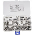 77Pcs Stainless Steel Rivet Nuts Assortment Kit #8-32#10-24 1/4"-20 5/16"-18 3/8"-16 5 Sizes Flat Head Threaded Insert Nut