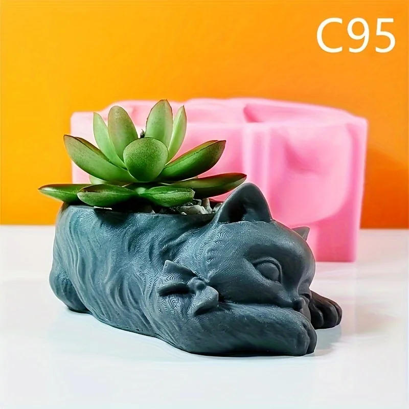 Description Picture 4 of itemLying Cat Flower Pot Mould DIY Concrete Silicone Pot Mold Succulent Flowerpot Clay Cement Plaster Molds DIY Home Garden Decor